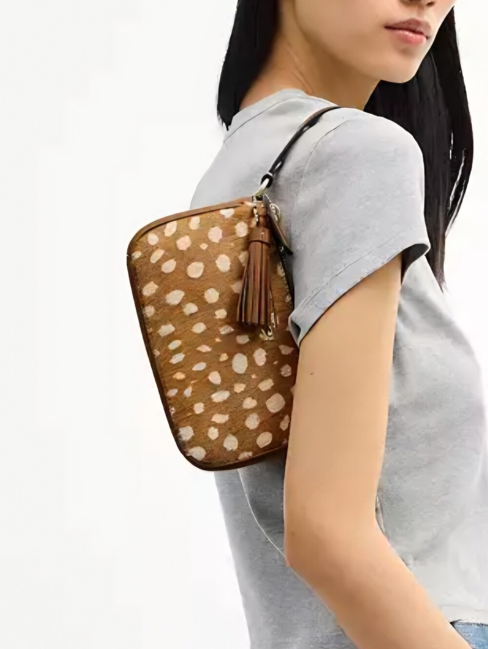 ๐ฅCOACH Nolita 19 In Brown Multi Deer Print, Leather Trim, Gold Hardware, NEW! - Picture 3 of 7